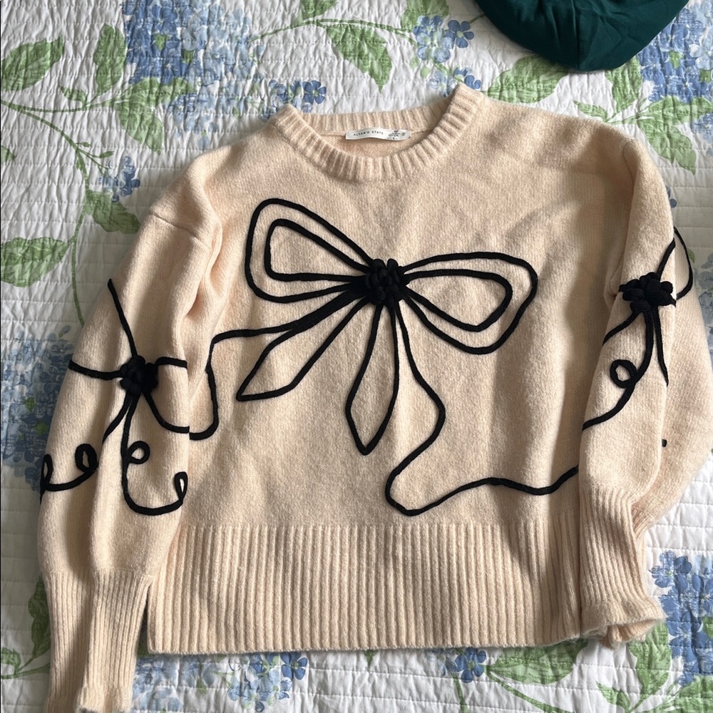 Altar'd State Soft Cream Scoop Neck Knit Sweater